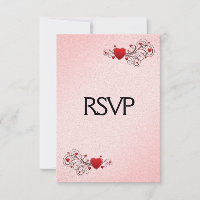 Corações de São Valentim RSVP com Escolha do Menu (Frente)