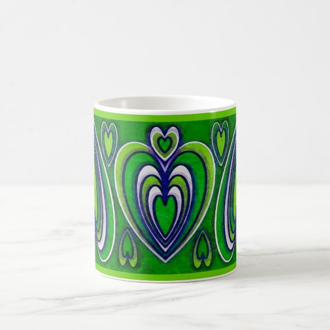 corações decorativos do verde da caneca (Centro)