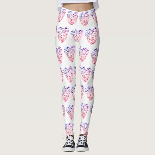 Corações do Coração Desenhando Leggings Personaliz (Frente)