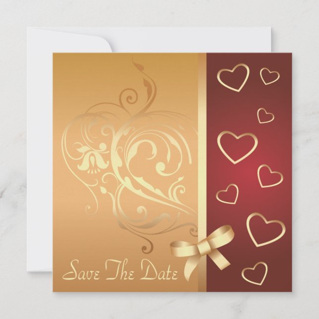 Corações do ouro Salve o Anúncio de Data (Frente)