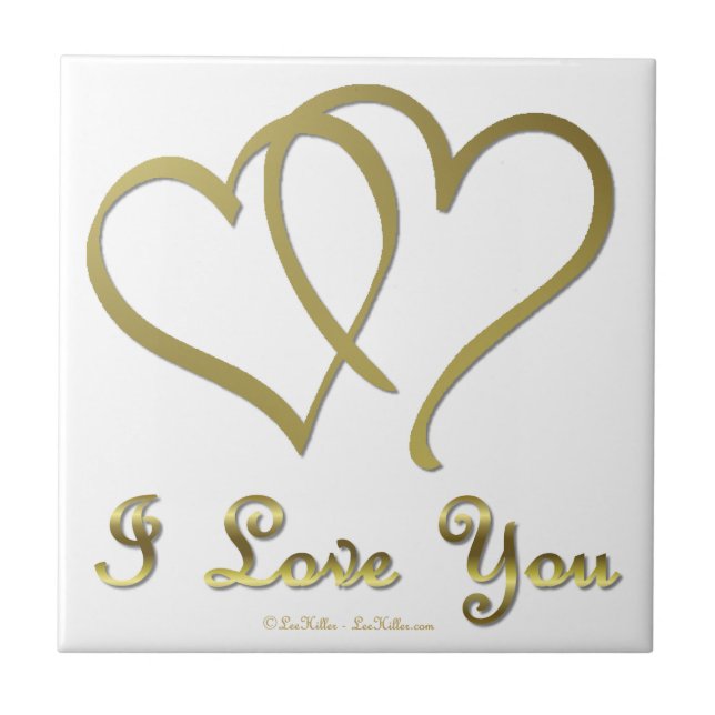 Corações Dourados entrelaçados eu te amo (Frente)