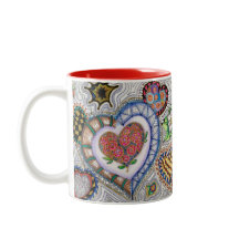 Corações e caneca das flores
