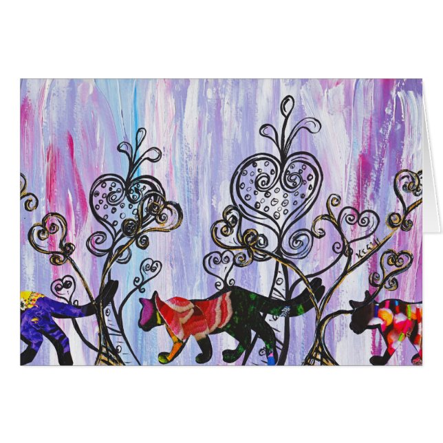 Corações e cartão dos gatos (Frente Horizontal)