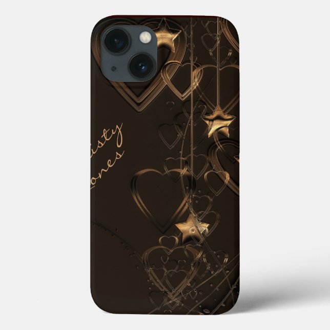 Corações e Estrelas - Chocolate e Dourado iPad Cas (Verso)
