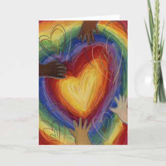 Corações e Mãos Adoram Pintar Cartão de Saudação P (Frente)