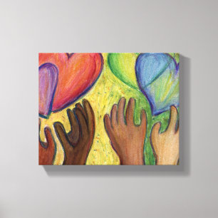 Corações e Mãos Diversidade de Pinturas Canvas