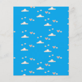 Corações e nuvens em azul