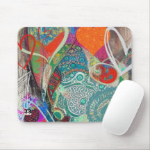 Corações e Paisley Mouse Pad