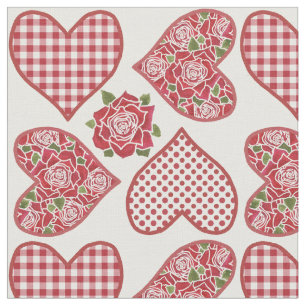 Corações e tecido românticos do teste padrão d