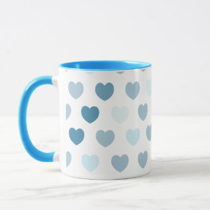 Corações em azul, caneca