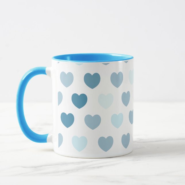 Corações em azul, caneca (Esquerda)