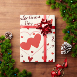 corações em papel de embrulho de arte vermelha e b