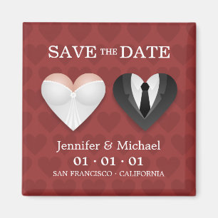 Corações engraçados do casamento - imã salve a