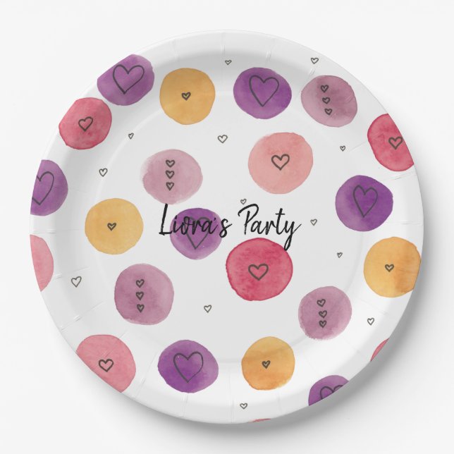 Corações Excêntricos Prato de Papel Personalizável (Frente)