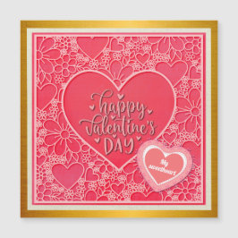 Corações Florais Elegantes em Rosa e Vermelho Dia 