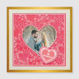 Corações Florais Rosa e Vermelho Elegantes Dia dos