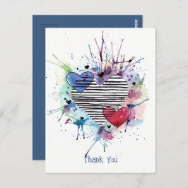 Corações Fofos E Lavagens Em Aquarela  Cartão Post