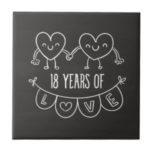 Corações Gift Chalk do 18º aniversário