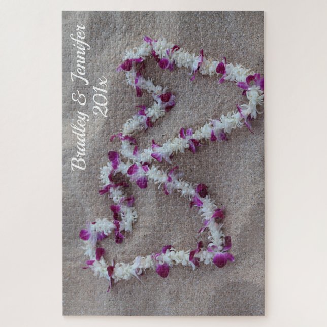 Corações havaianos no quebra-cabeça da areia (Vertical)