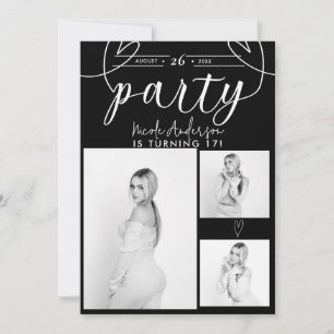 Corações Modernos Foto Preto e Branco Festa de Ani