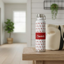 Corações Modernos Vermelhos e Pretos Nome Monogram