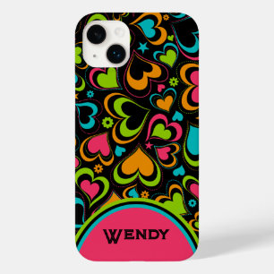 Corações multicoloridos personalizados em preto