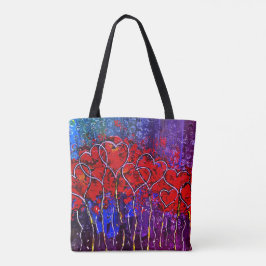 Corações Namorados Adoram Tote Bag Purple e Red