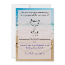 Corações No Convite De Casamento De Praia De Areia