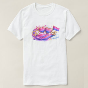 Corações Orgulho Bissexual – Camiseta Bi Brilhante