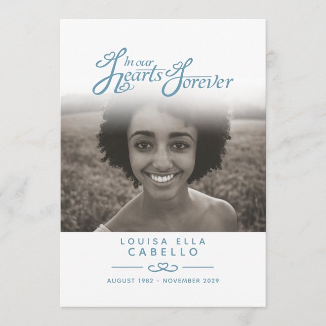 Corações para o funeral de cinza azul do programa  (Frente)