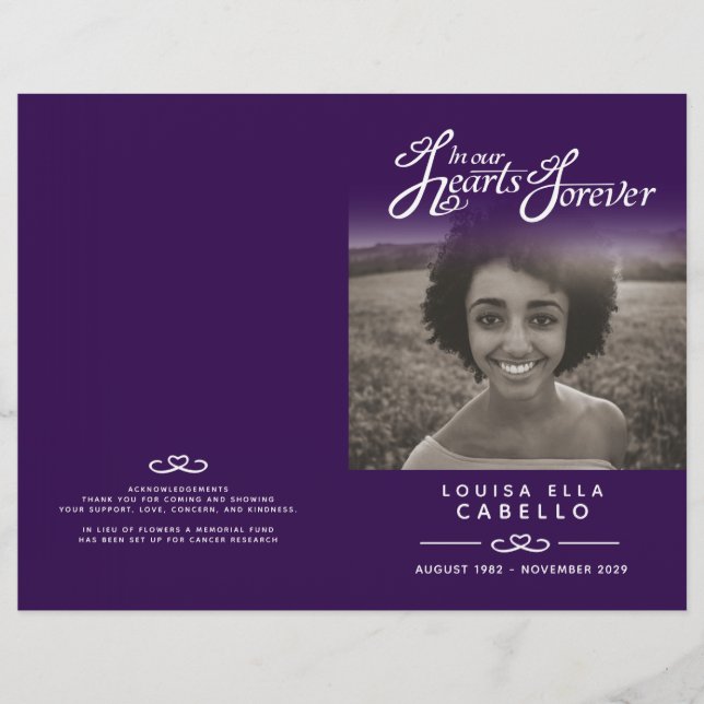 Corações para o funeral do programa de serviço (Frente)