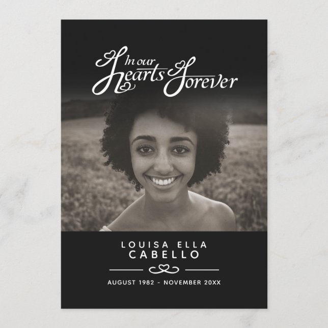 Corações para o funeral do programa preto branco (Frente)