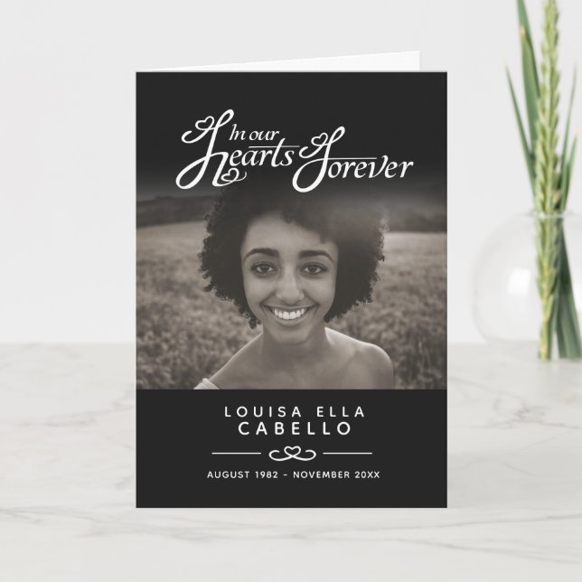 Corações para sempre: programa de funeral negro (Frente)