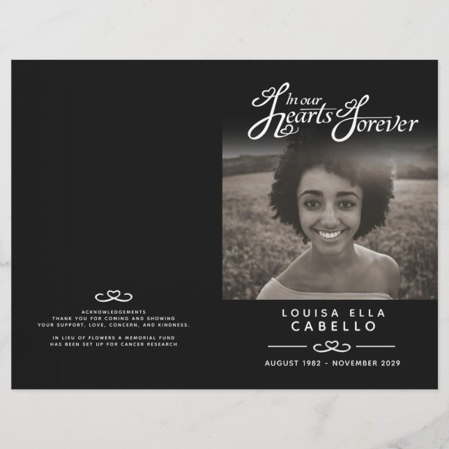 Corações para sempre serviço funerário negro não d (Frente)