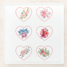 Corações portas copos com flores