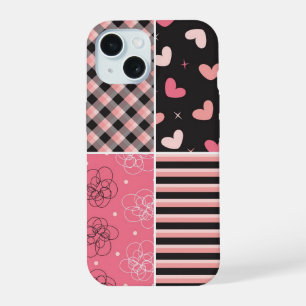 Corações Pretos Cor-de-Rosa Rasgos Padrão Escrivad