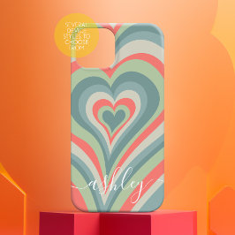 Corações Psicodélicos Caligrafia Script Nome Azul