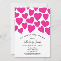 Corações Rosa Doce 16 Convite de Aniversário 16