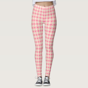 Corações Rosa e Creme Leggings femininas