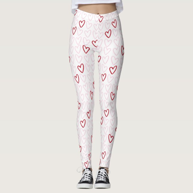 Corações Rosa e Vermelho Leggings femininas (Frente)