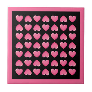 Corações Rosa em Preto