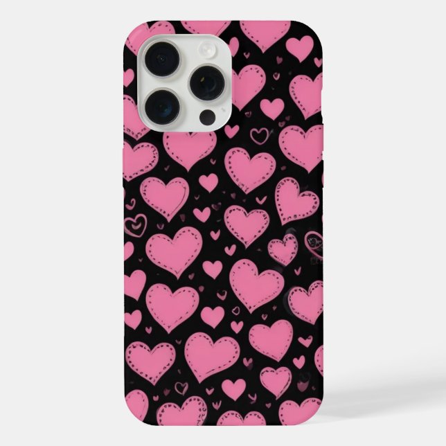 corações rosa giro iphone 15 pro max case (Verso)