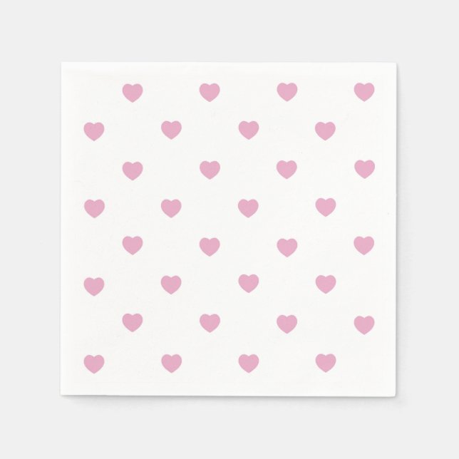 Corações rosa pastel, guardanapos de papel para o  (Frente)