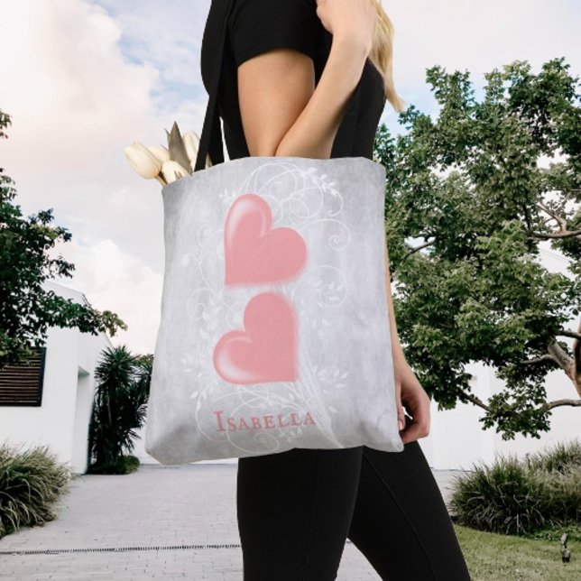 Corações Rosa Personalizados Tote Bag (Pink Hearts Personalized Tote Bag)