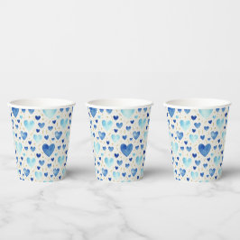 Corações Serenos em Aquarela Azul & Purpurina Dour