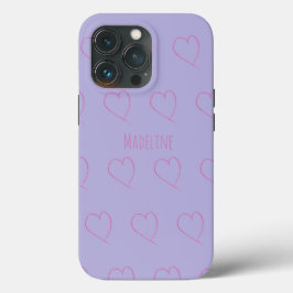 Corações Simples Desenho à Mão Rabisco Rosa Roxo