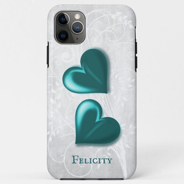Corações Teais - capas de iphone Personalizada De  (Verso)
