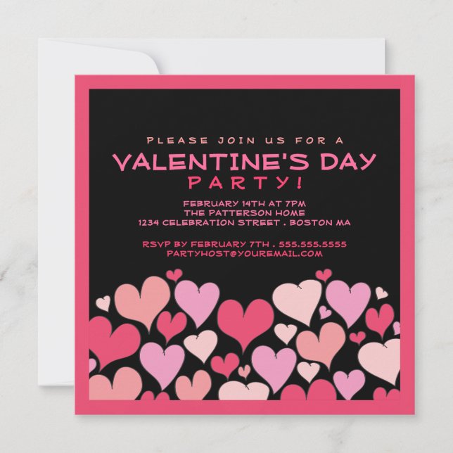 Corações um convite de festas do dia dos namorados (Frente)