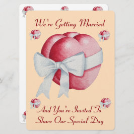 corações vermelhos com arco branco para o convite