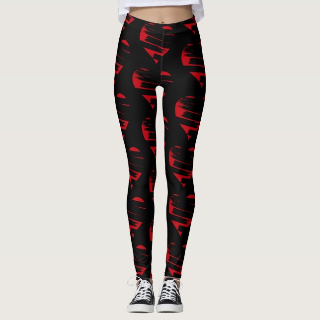 Corações vermelhos Namorados das leggings feminina (Frente)